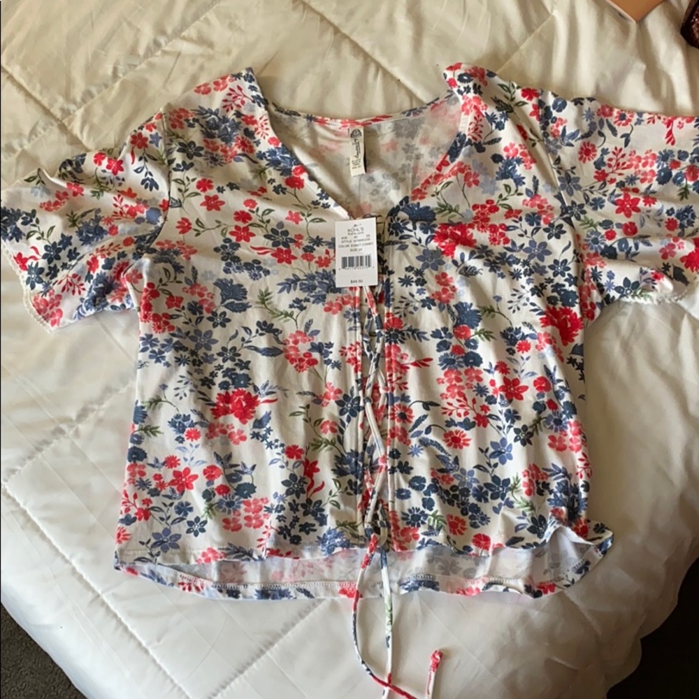 Floral AMerican Rag lace up top